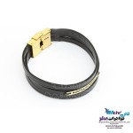 دستبند طلا و چرم - طرح ورساچ