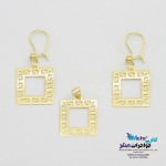 نیم ست طلا - آویز و گوشواره - طرح هندسی