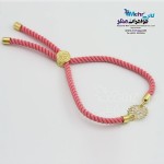 دستبند طلا و بافت - طرح گل