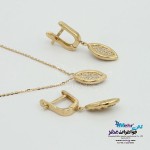 نیم ست طلا - گردنبند و گوشواره - طرح گندمی