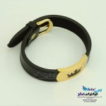 دستبند طلا و چرم - طرح تاج