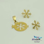 نیم ست طلا - آویز و گوشواره - طرح برف و انار