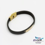 دستبند طلا و چرم - طرح هندسی