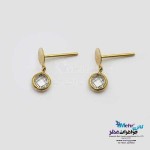 گوشواره میخی طلا - طرح سنگ رنگی