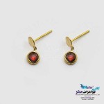 گوشواره میخی طلا - طرح سنگ رنگی