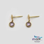 گوشواره میخی طلا - طرح سنگ رنگی