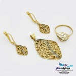 نیم ست طلا - آویز و گوشواره و انگشتر - طرح ورساچه