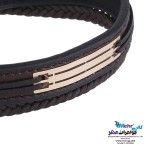 دستبند طلا و چرم - طرح هندسی