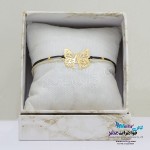 دستبند طلا و بند - طرح پروانه و حروف الفبای لاتین