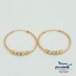 گوشواره حلقه ای طلا - طرح گوی تراش