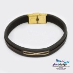 دستبند طلا و چرم - طرح بی نهایت