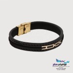 دستبند طلا و چرم - طرح هندسی