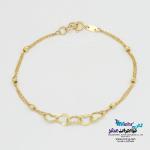 دستبند طلا - طرح هارت لینک و گوی تراش
