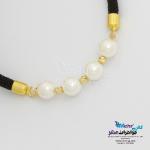 دستبند طلا بافت - طرح مروارید و گوی تراش