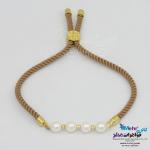 دستبند طلا بافت - طرح مروارید و گوی تراش