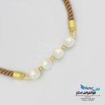 دستبند طلا بافت - طرح مروارید و گوی تراش