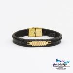 دستبند طلا و چرم - طرح رولکس