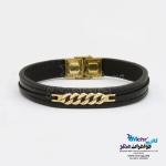 دستبند طلا و چرم - طرح کارتیه