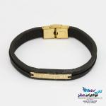 دستبند طلا و چرم - طرح کارتیه لاو