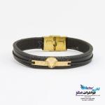 دستبند طلا و چرم - طرح ورساچه