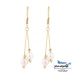 گوشواره طلا - طرح مروارید و گوی تراش