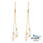 گوشواره طلا - طرح مروارید و گوی تراش