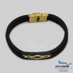 دستبند طلا و چرم - طرح کارتیه