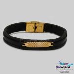 دستبند طلا و چرم - طرح رولکس