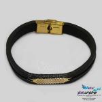 دستبند طلا و چرم - طرح رولکس