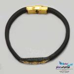 دستبند طلا و چرم - طرح تیفانی
