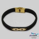 دستبند طلا و چرم - طرح تیفانی