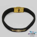 دستبند طلا و چرم - طرح شنل