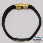 دستبند طلا و چرم - طرح شنل