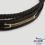 دستبند طلا چرم - طرح هندسی