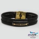 دستبند طلا چرم - طرح هندسی