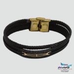 دستبند طلا چرم - طرح هندسی