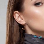 گوشواره حلقه ای طلا - طرح گوی تراش