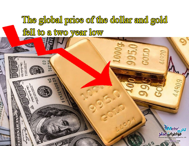 The global price of the dollar and gold fell to a two year low